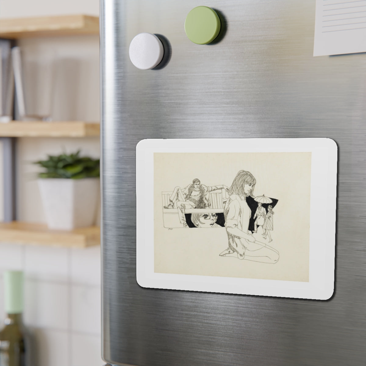 Romance Story Illustration (1) (Magazine Illustration) Refrigerator Magnet-The Sticker Space