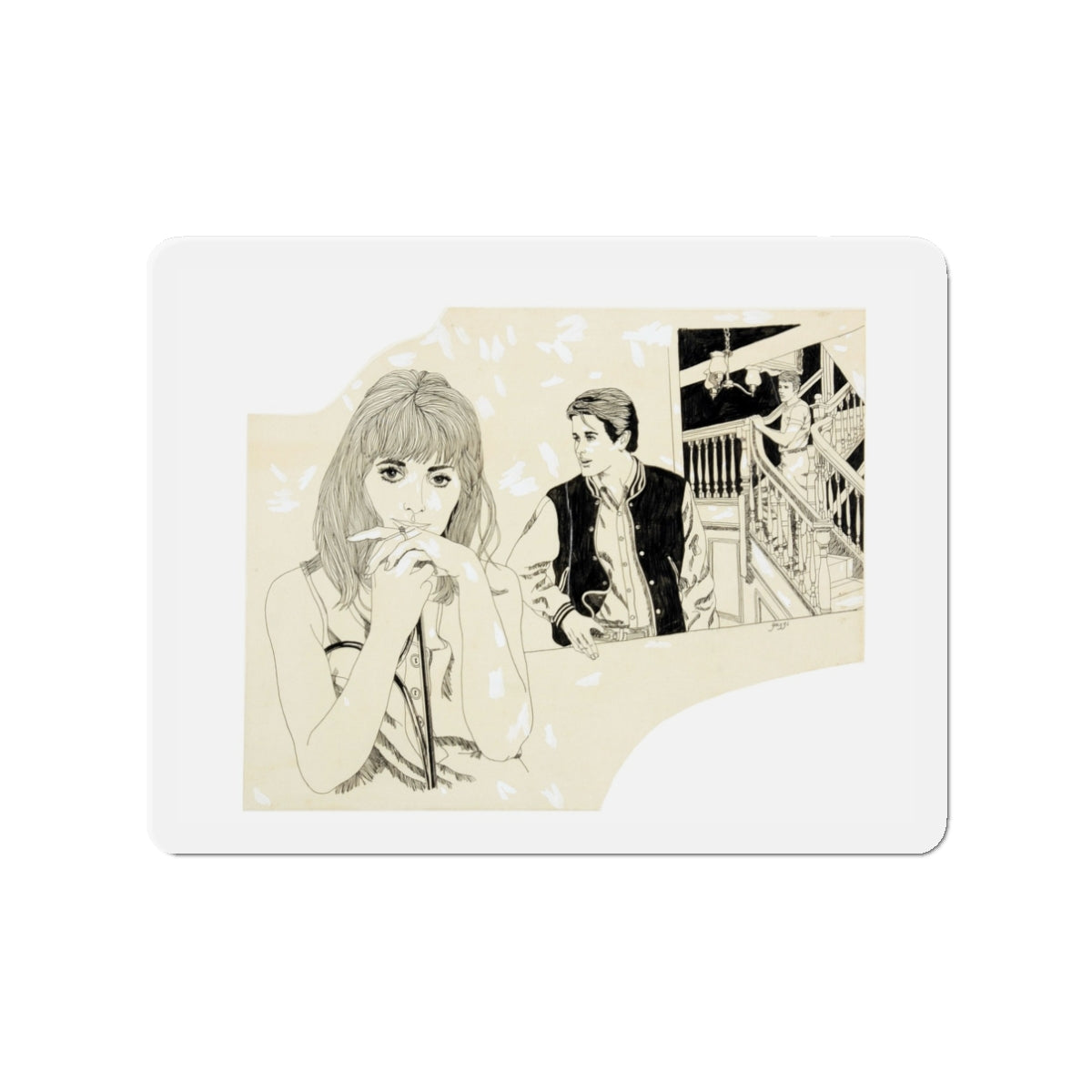 Romance Story Illustration (2) (Magazine Illustration) Refrigerator Magnet-3" x 3"-The Sticker Space