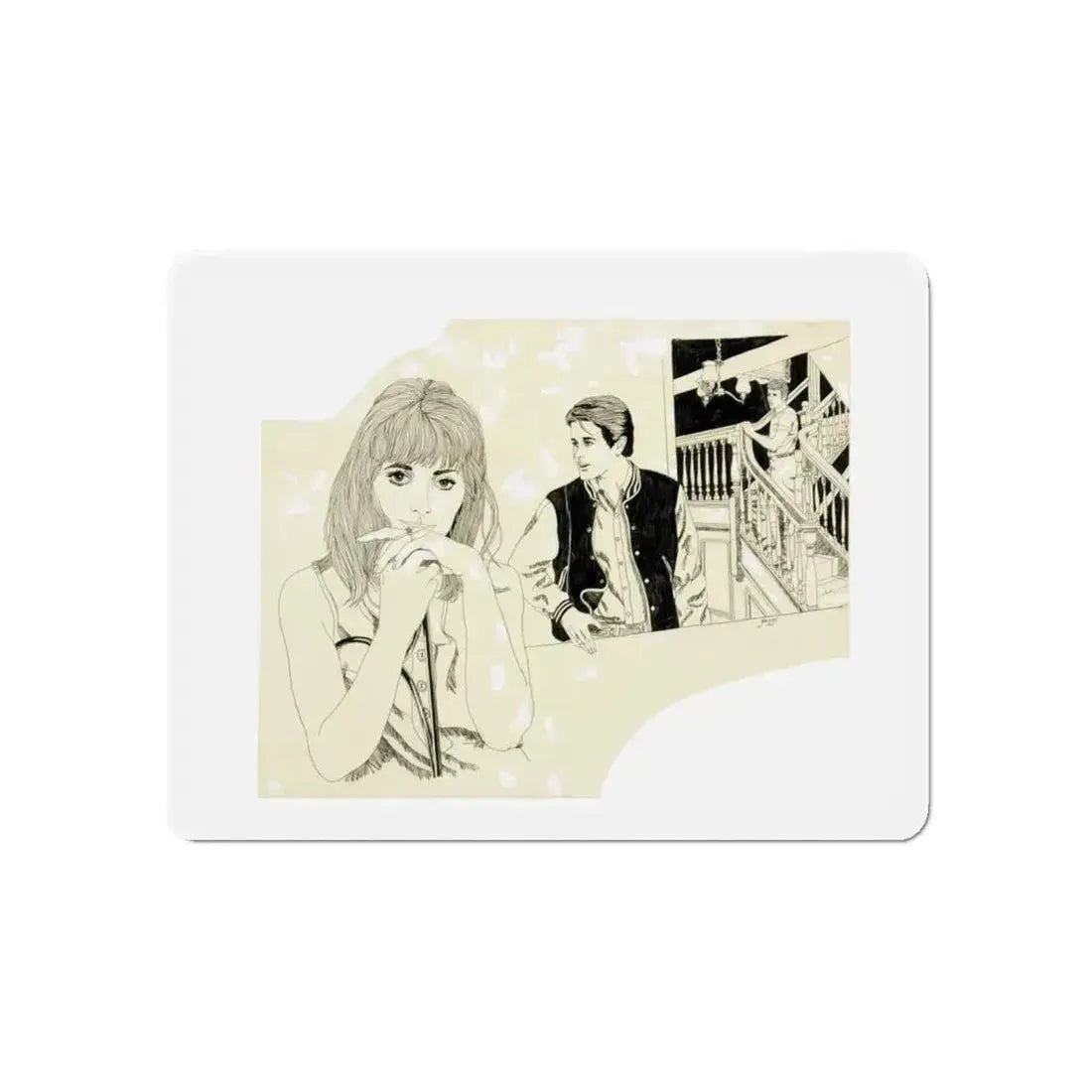 Romance Story Illustration (2) (Magazine Illustration) Refrigerator Magnet 6 Inch Die-Cut - The Sticker Space