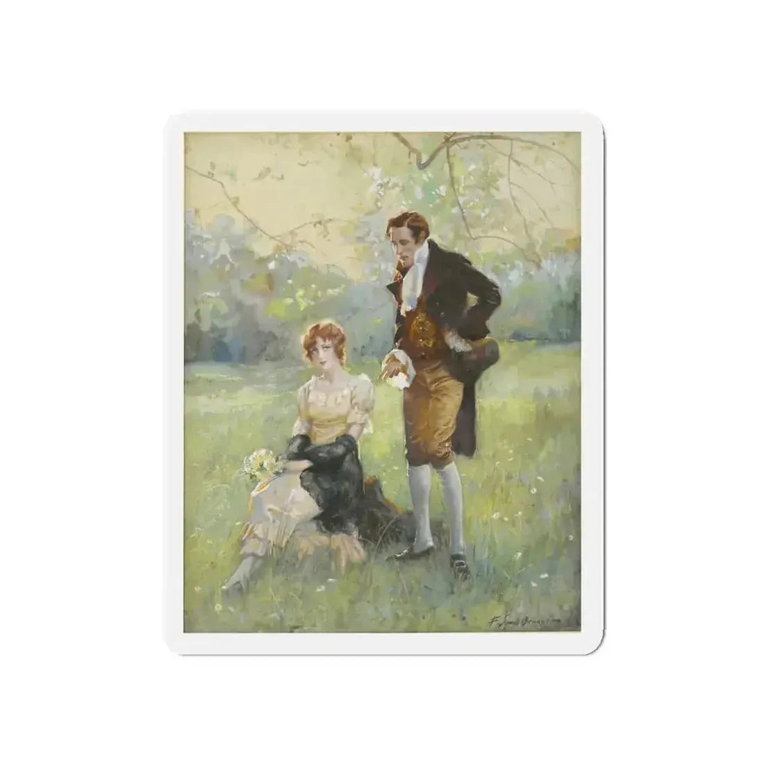 Romance story illustration (Magazine Illustration) Refrigerator Magnet 3 Inch Die-Cut - The Sticker Space