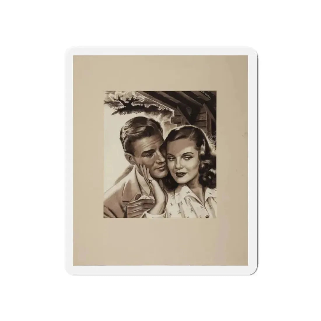 Romance Story Illustration_2 (Magazine Illustration) Refrigerator Magnet 3 Inch Die-Cut - The Sticker Space
