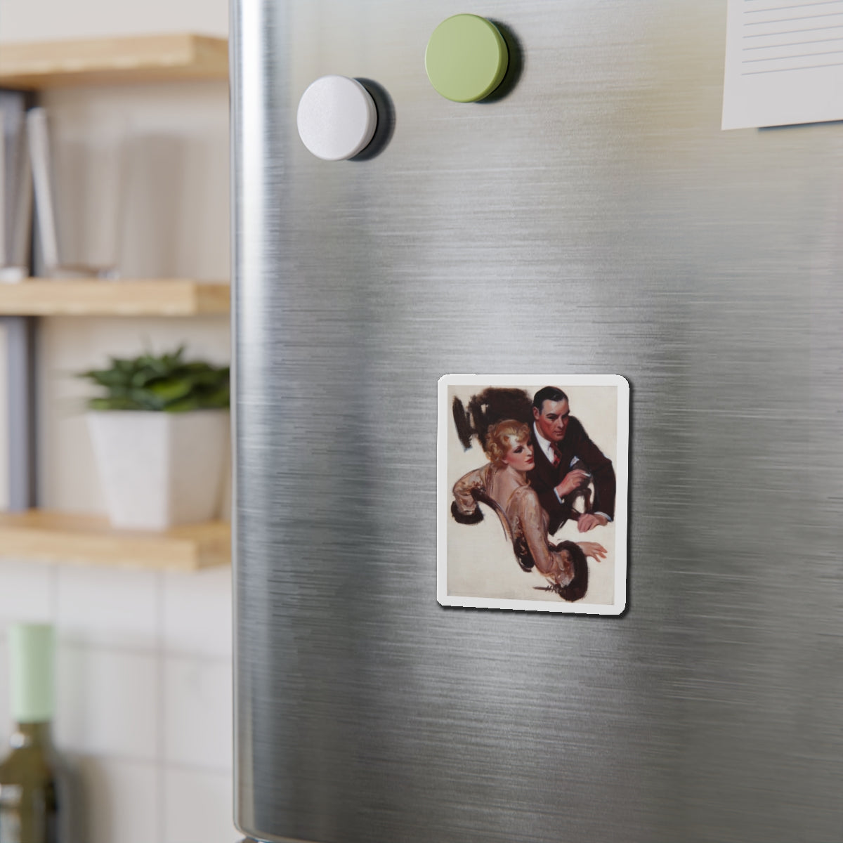 Romantic Conversation, The Saturday Evening Post interior illustration (Magazine Illustration) Refrigerator Magnet-The Sticker Space