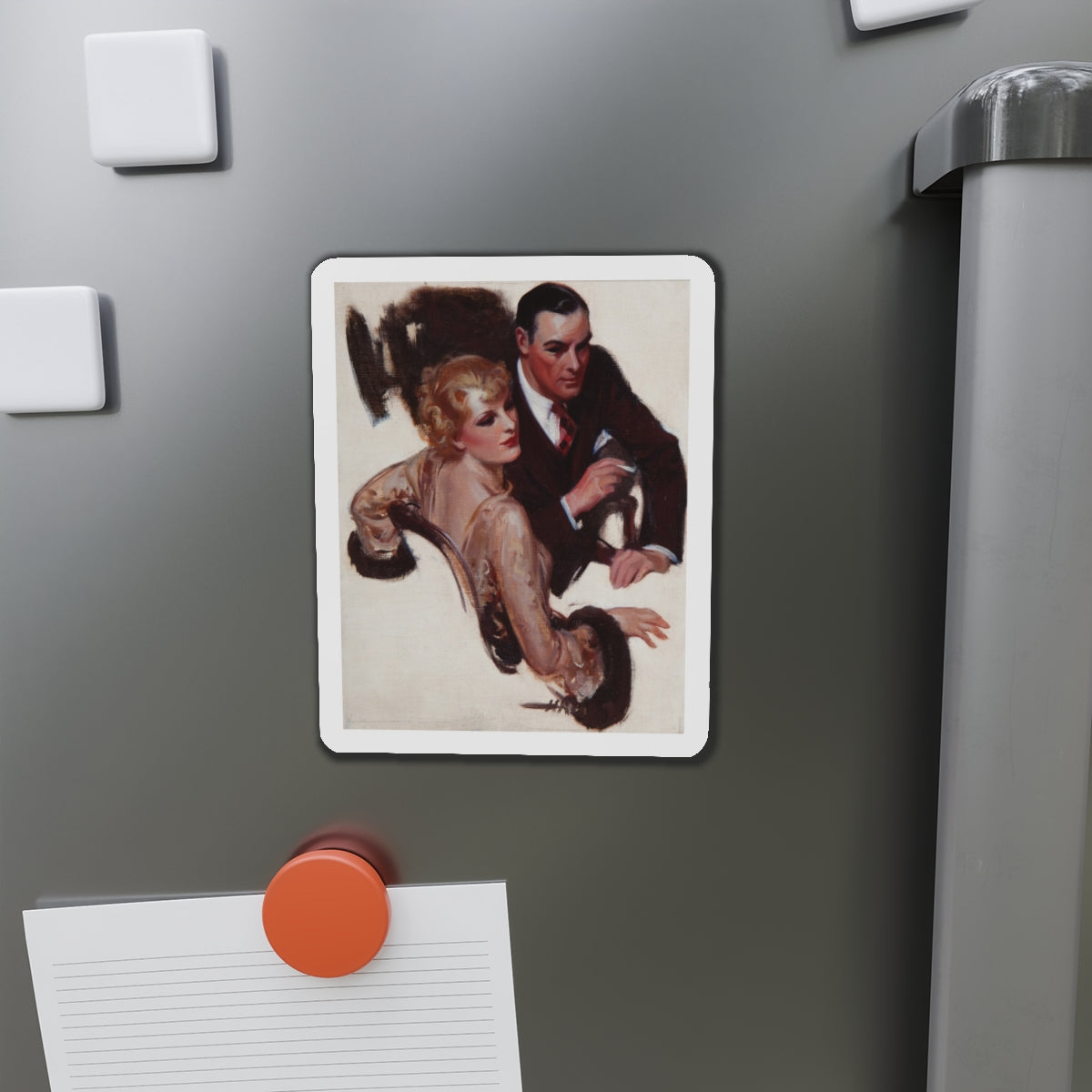 Romantic Conversation, The Saturday Evening Post interior illustration (Magazine Illustration) Refrigerator Magnet-The Sticker Space