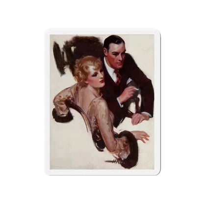 Romantic Conversation, The Saturday Evening Post interior illustration (Magazine Illustration) Refrigerator Magnet 4 Inch Die-Cut - The Sticker Space