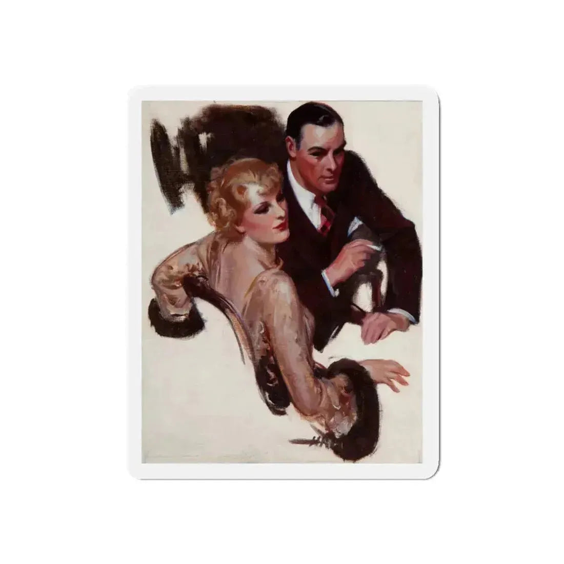 Romantic Conversation, The Saturday Evening Post interior illustration (Magazine Illustration) Refrigerator Magnet 6 Inch Die-Cut - The Sticker Space