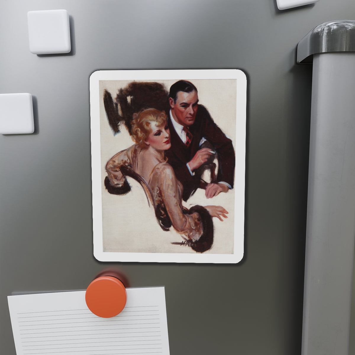 Romantic Conversation, The Saturday Evening Post interior illustration (Magazine Illustration) Refrigerator Magnet-The Sticker Space