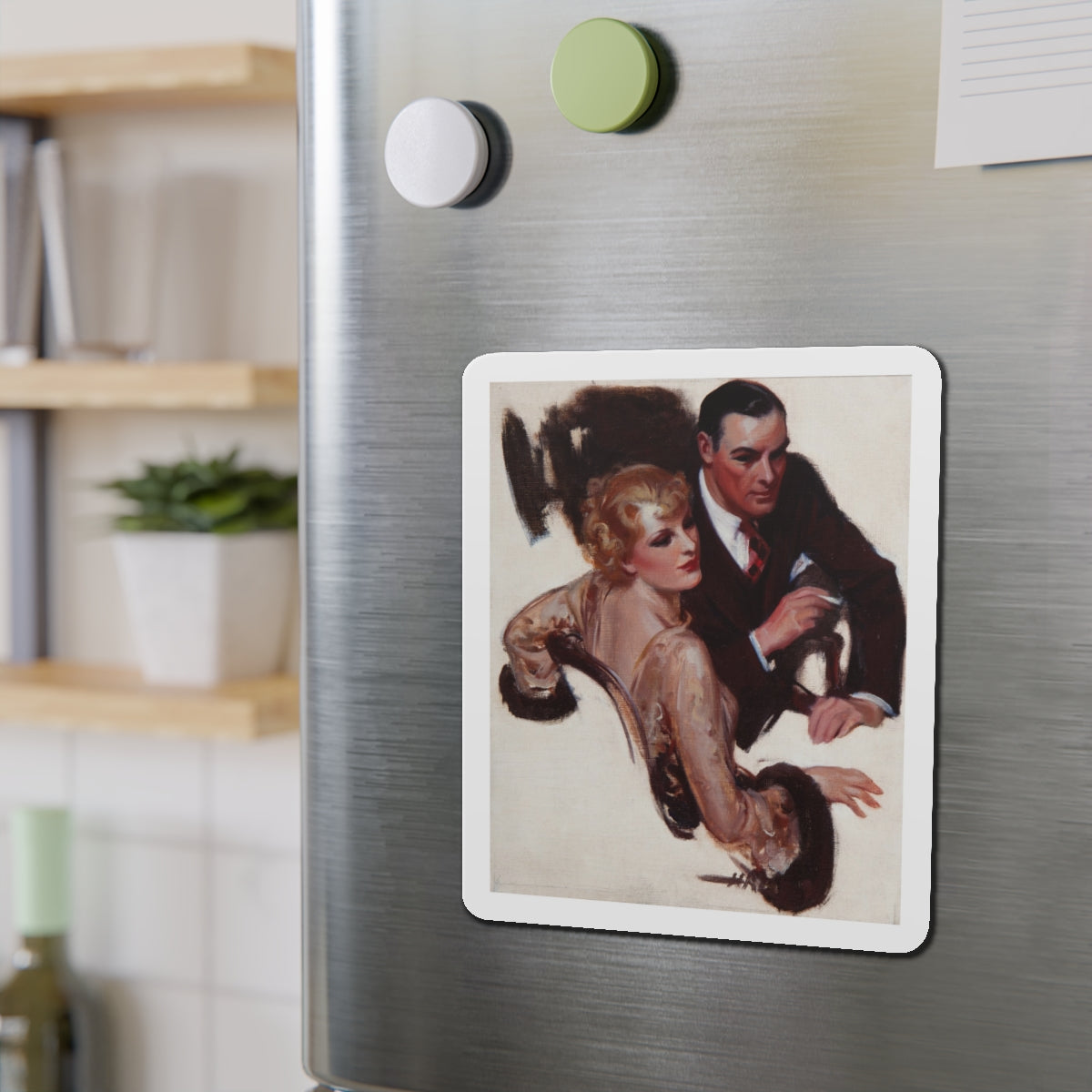 Romantic Conversation, The Saturday Evening Post interior illustration (Magazine Illustration) Refrigerator Magnet-The Sticker Space