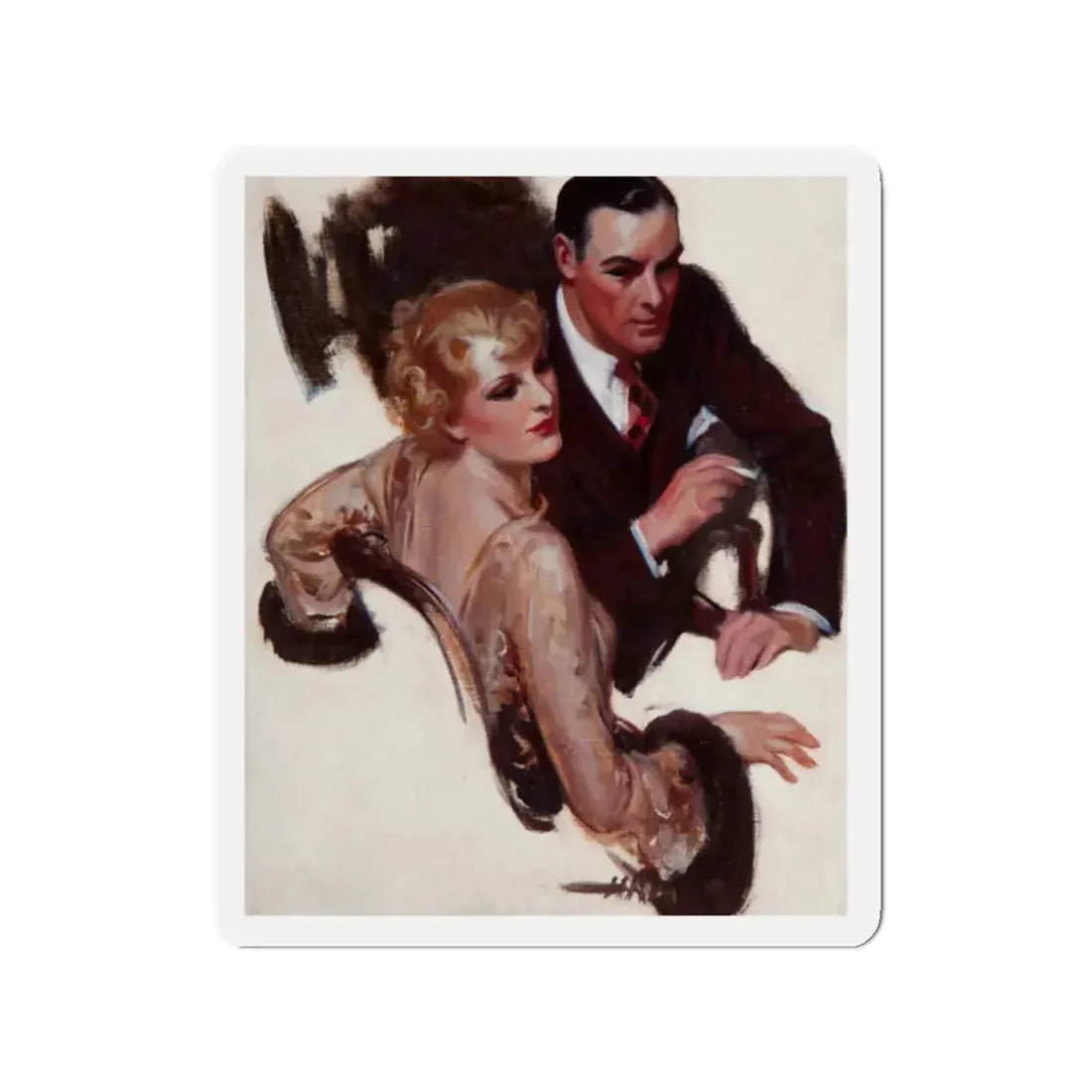 Romantic Conversation, The Saturday Evening Post interior illustration (Magazine Illustration) Refrigerator Magnet - The Sticker Space