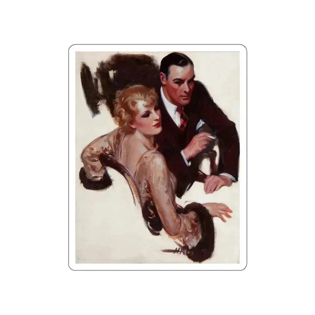 Romantic Conversation, The Saturday Evening Post interior illustration (Magazine Illustration) STICKER Vinyl Die-Cut Decal White Die-Cut 3 Inch - The Sticker Space
