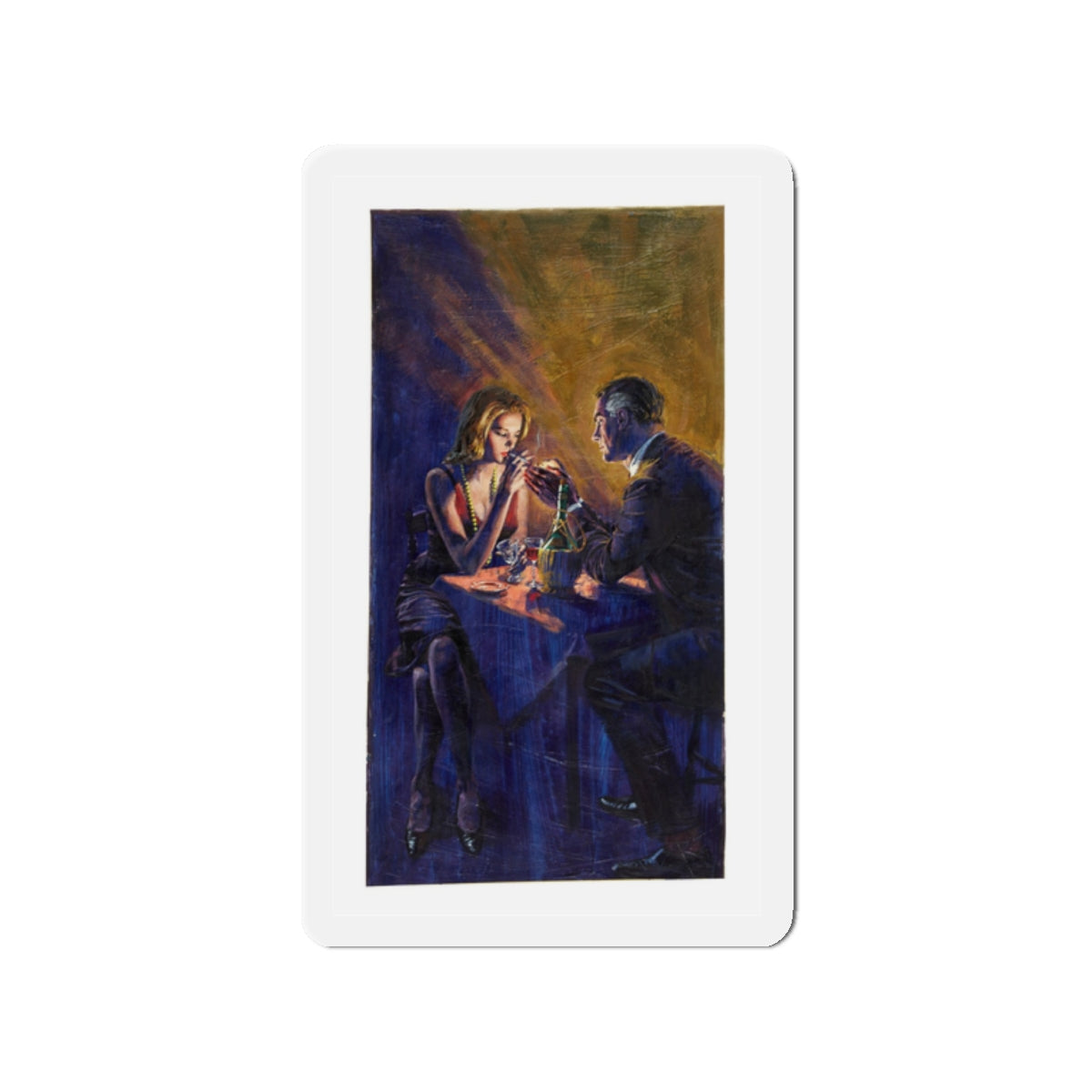 Romantic Dinner Illustration (Magazine Illustration) Refrigerator Magnet-2" x 2"-The Sticker Space