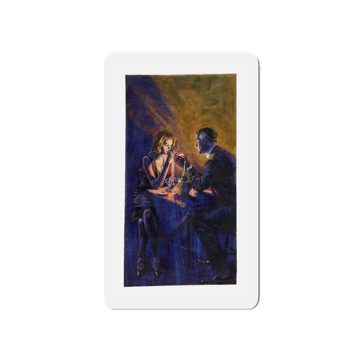 Romantic Dinner Illustration (Magazine Illustration) Refrigerator Magnet-3" x 3"-The Sticker Space