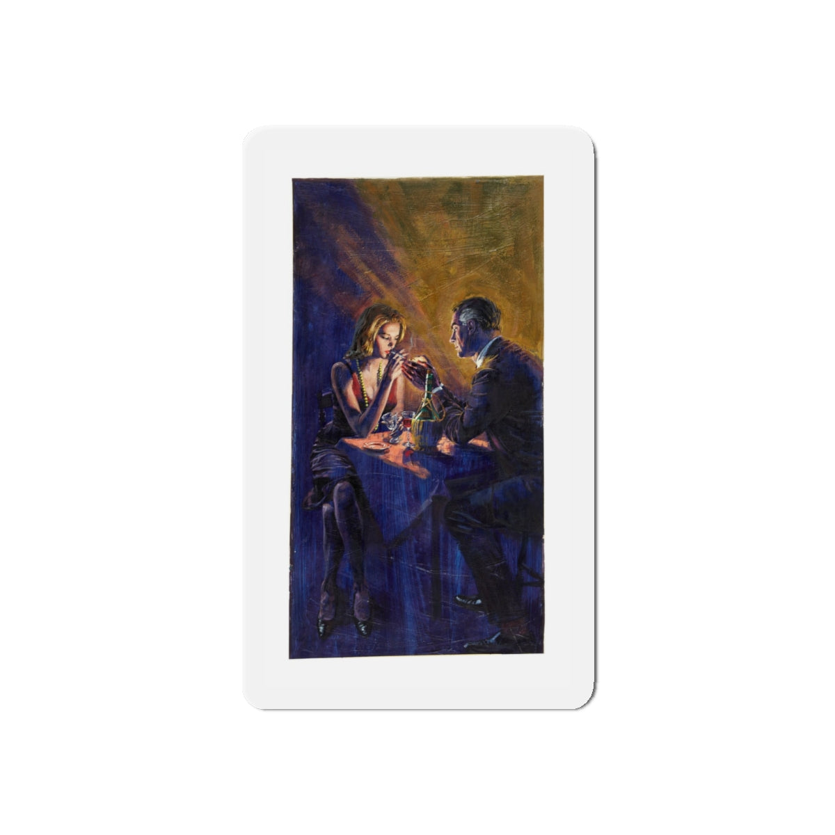 Romantic Dinner Illustration (Magazine Illustration) Refrigerator Magnet-4" x 4"-The Sticker Space