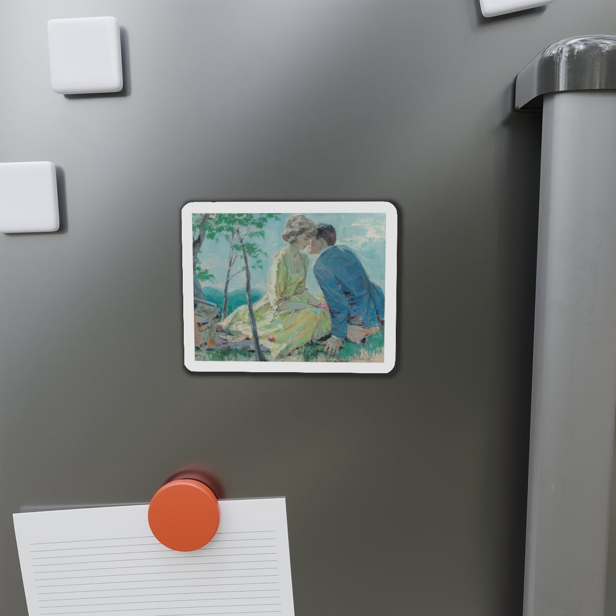 Romantic Picnic, probable interior illustration (Magazine Illustration) Refrigerator Magnet-The Sticker Space