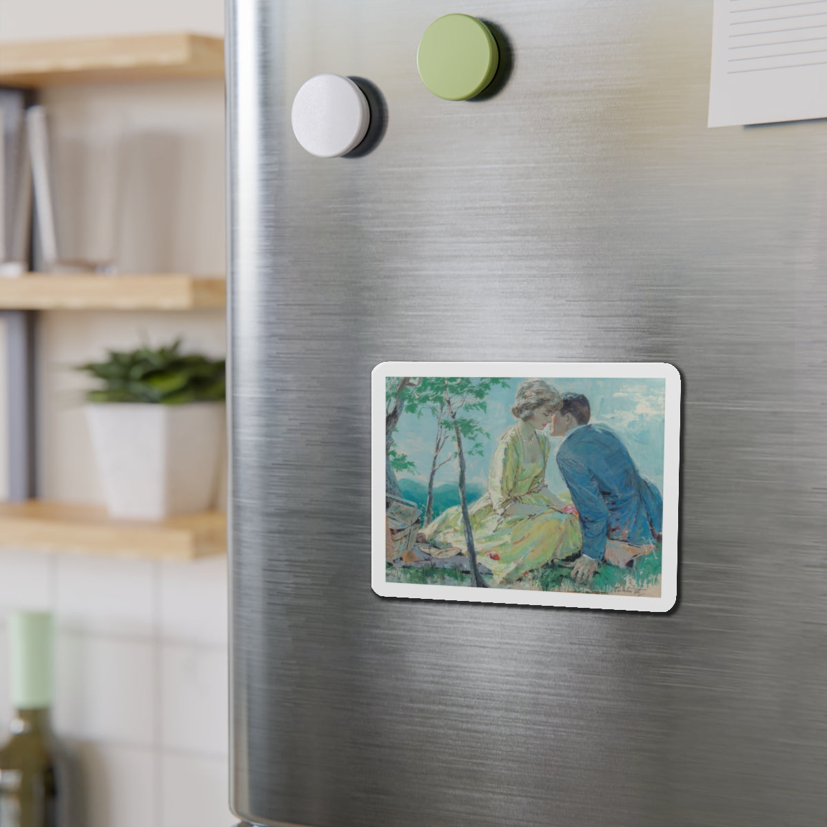 Romantic Picnic, probable interior illustration (Magazine Illustration) Refrigerator Magnet-The Sticker Space