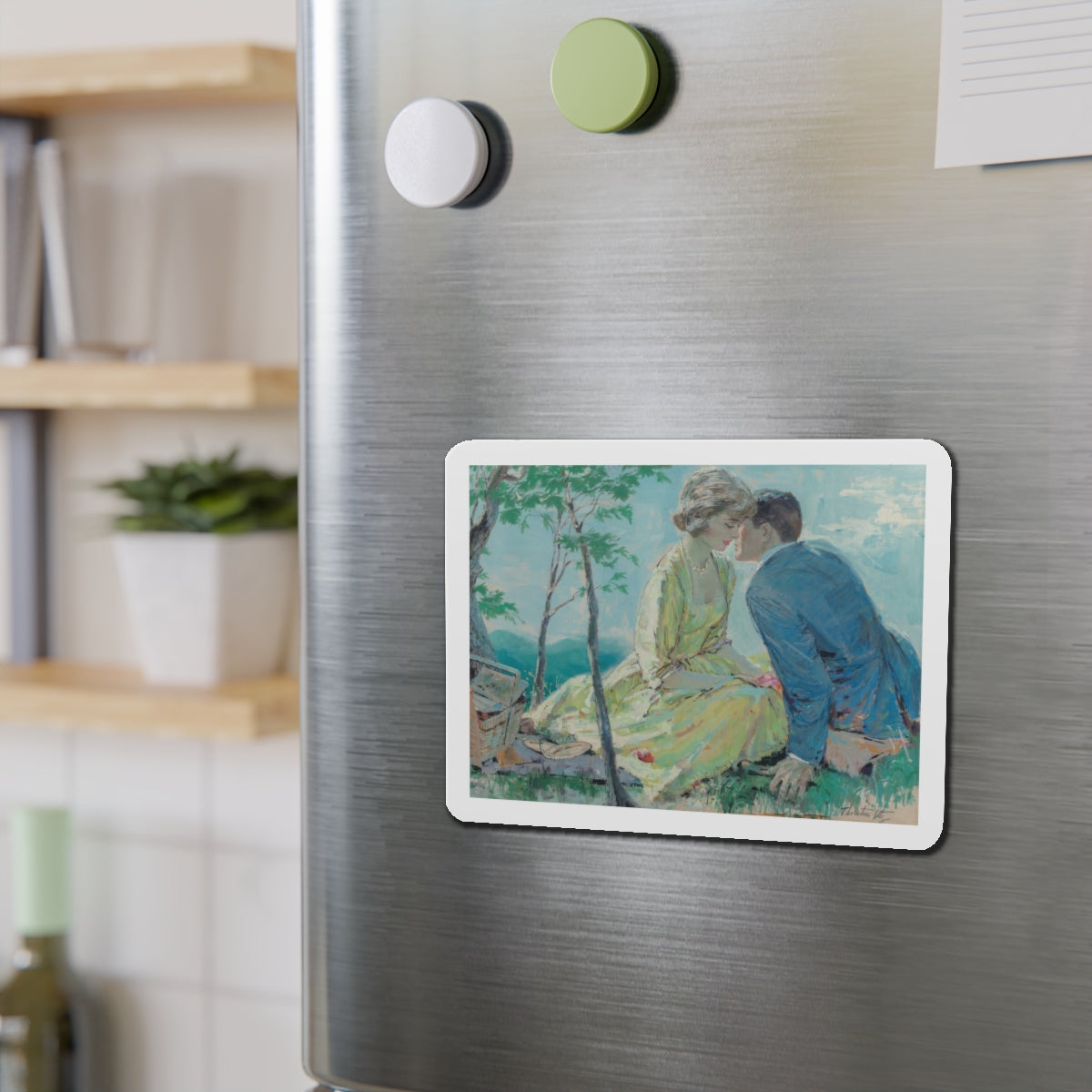 Romantic Picnic, probable interior illustration (Magazine Illustration) Refrigerator Magnet-The Sticker Space