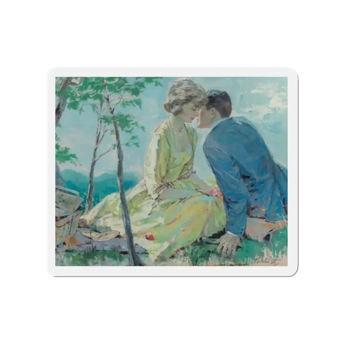 Romantic Picnic, probable interior illustration (Magazine Illustration) Refrigerator Magnet - The Sticker Space