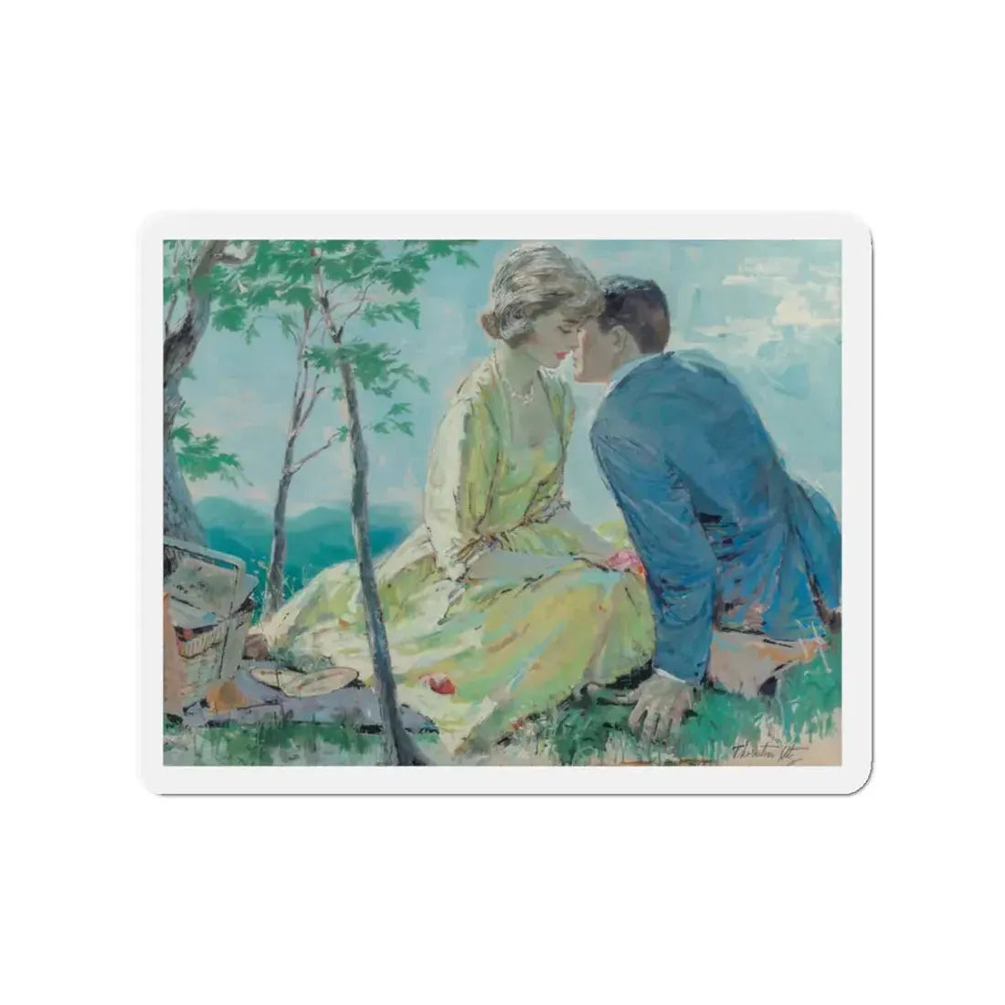Romantic Picnic, probable interior illustration (Magazine Illustration) Refrigerator Magnet - The Sticker Space