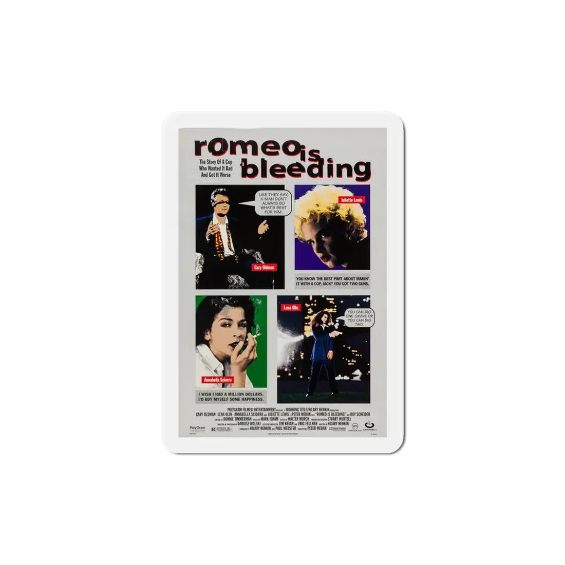 Romeo Is Bleeding 1994 Movie Poster Refrigerator Magnet - The Sticker Space
