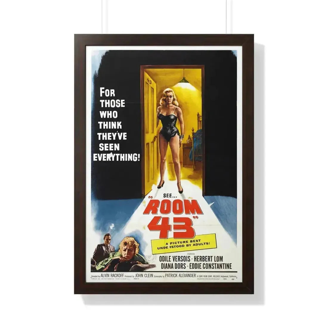 ROOM 43 1958 - Framed Movie Poster 20" x 30" Walnut - The Sticker Space