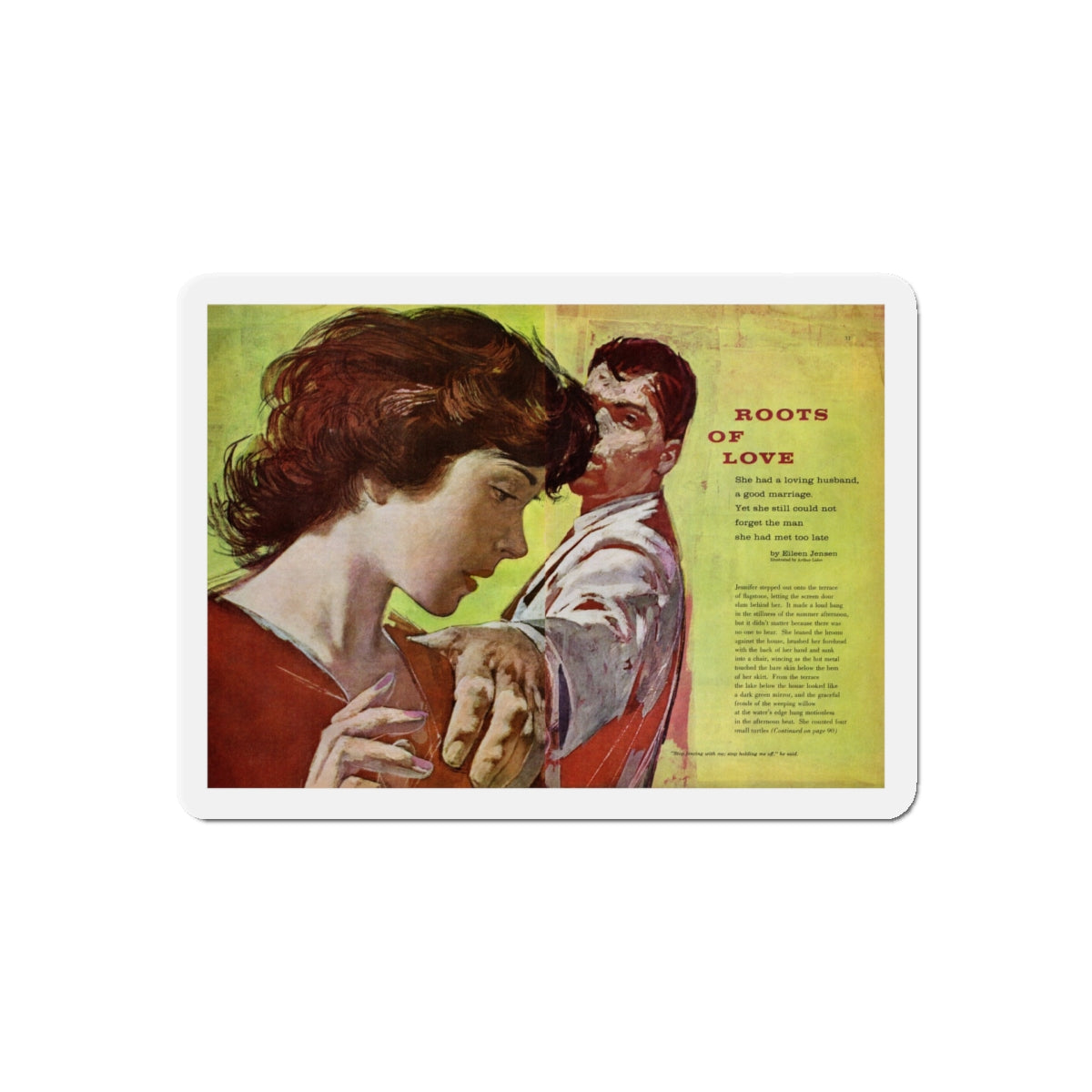 Roots of Love, Redbook, September 1959 (Magazine Illustration) Refrigerator Magnet-5" x 5"-The Sticker Space