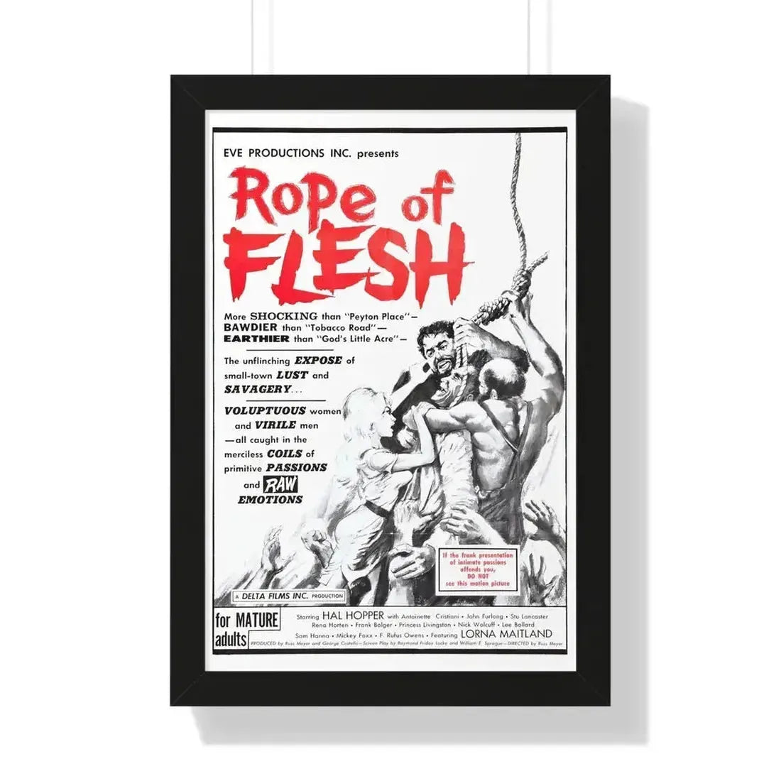 ROPE OF FLESH (MUDHONEY) 1965 - Framed Movie Poster 16″ x 24″ Black - The Sticker Space