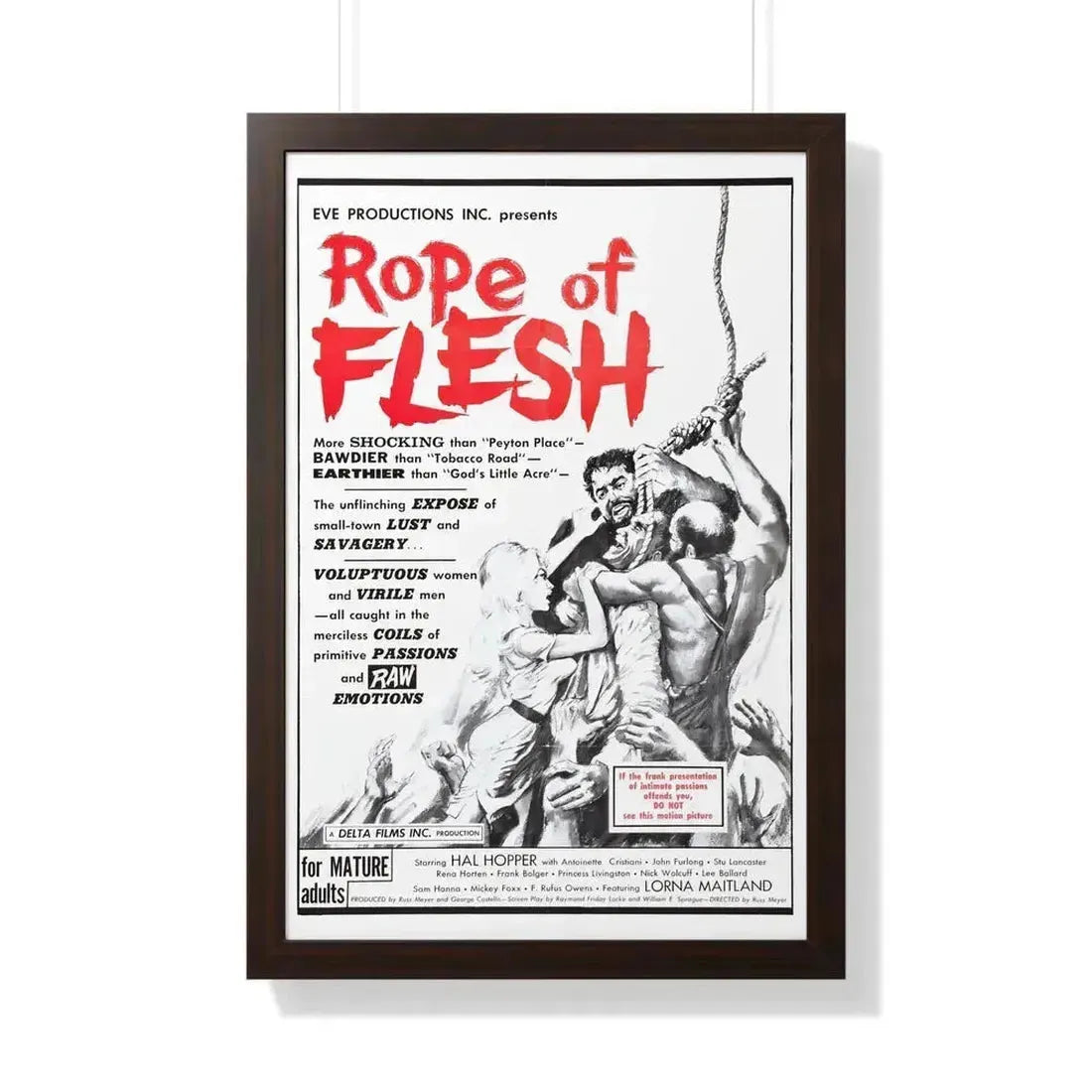 ROPE OF FLESH (MUDHONEY) 1965 - Framed Movie Poster 20" x 30" Walnut - The Sticker Space