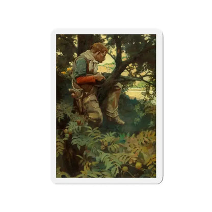 Roping a Rustler, The Outing Magazine interior illustration, May 1907 (Magazine Illustration) Refrigerator Magnet 2 Inch Die-Cut - The Sticker Space
