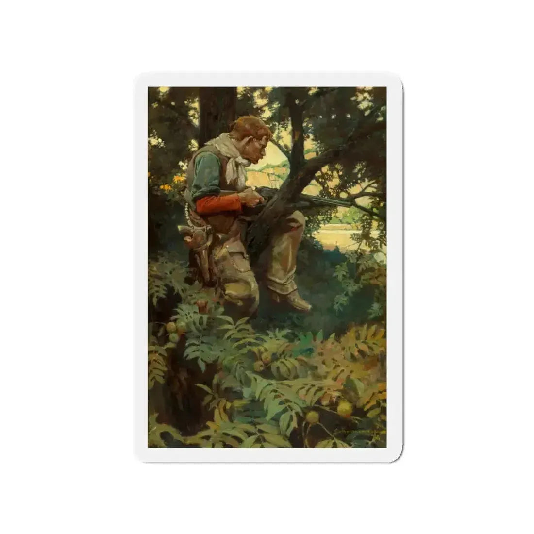 Roping a Rustler, The Outing Magazine interior illustration, May 1907 (Magazine Illustration) Refrigerator Magnet 3 Inch Die-Cut - The Sticker Space