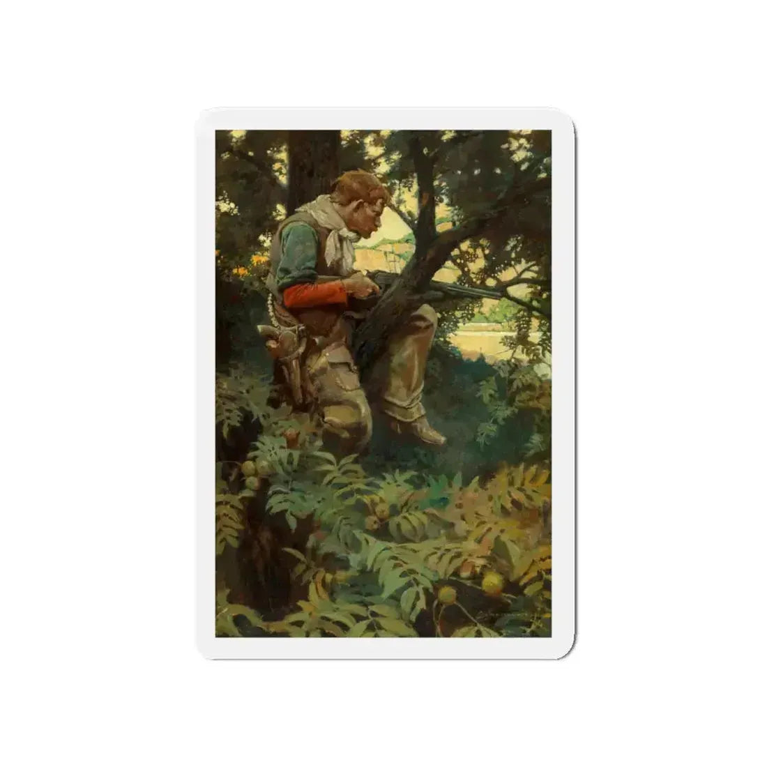 Roping a Rustler, The Outing Magazine interior illustration, May 1907 (Magazine Illustration) Refrigerator Magnet 4 Inch Die-Cut - The Sticker Space