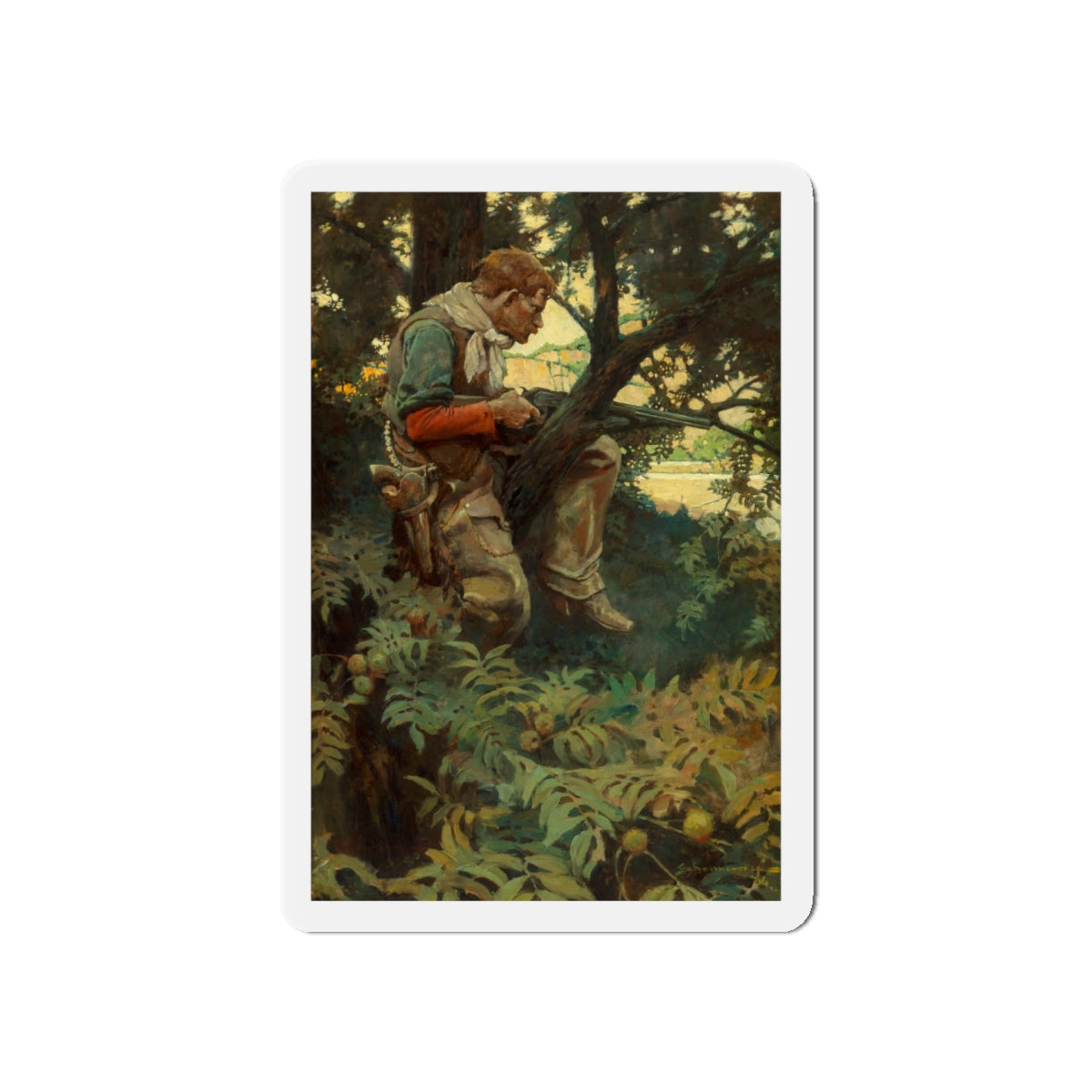 Roping a Rustler, The Outing Magazine interior illustration, May 1907 (Magazine Illustration) Refrigerator Magnet-5" x 5"-The Sticker Space