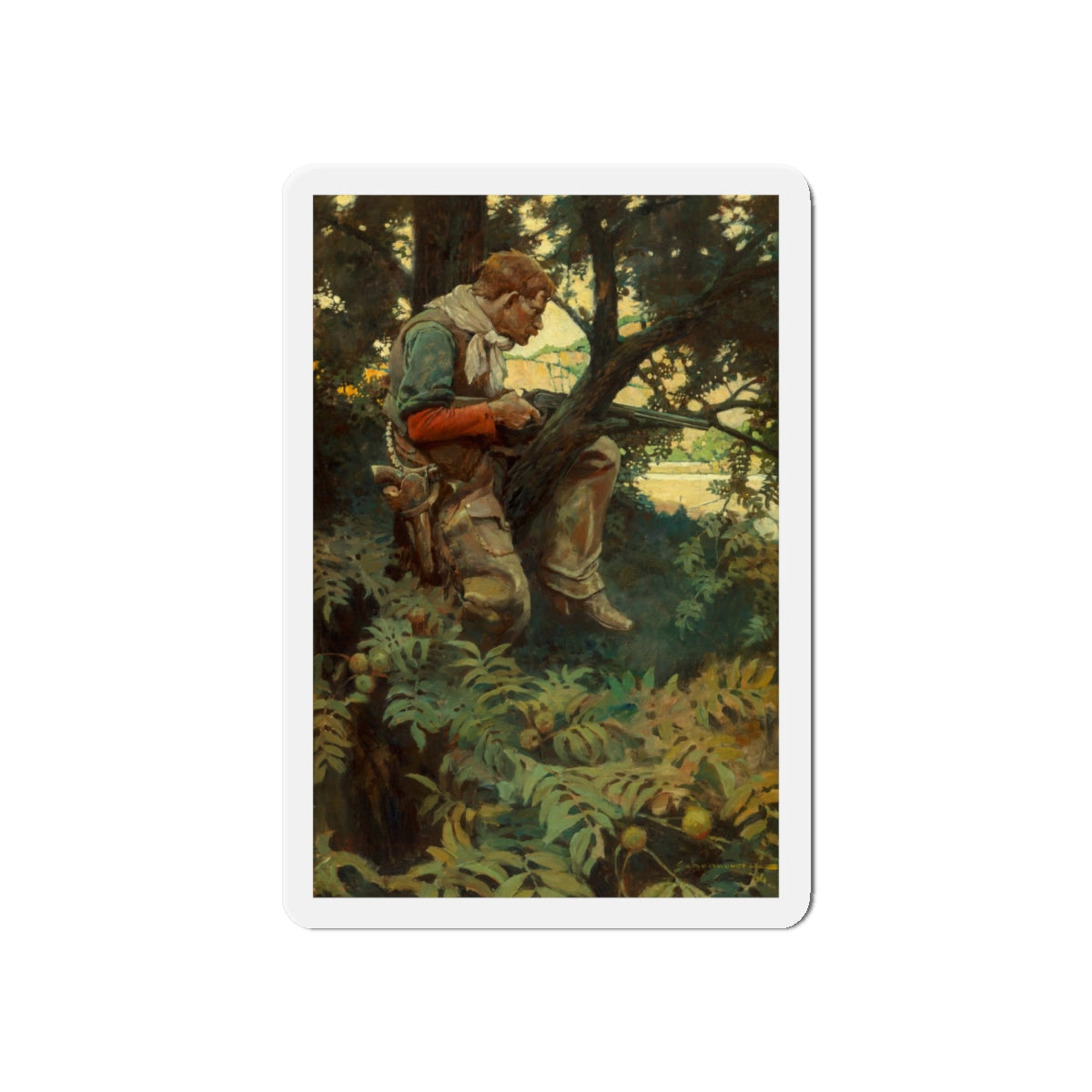 Roping a Rustler, The Outing Magazine interior illustration, May 1907 (Magazine Illustration) Refrigerator Magnet-6 × 6"-The Sticker Space