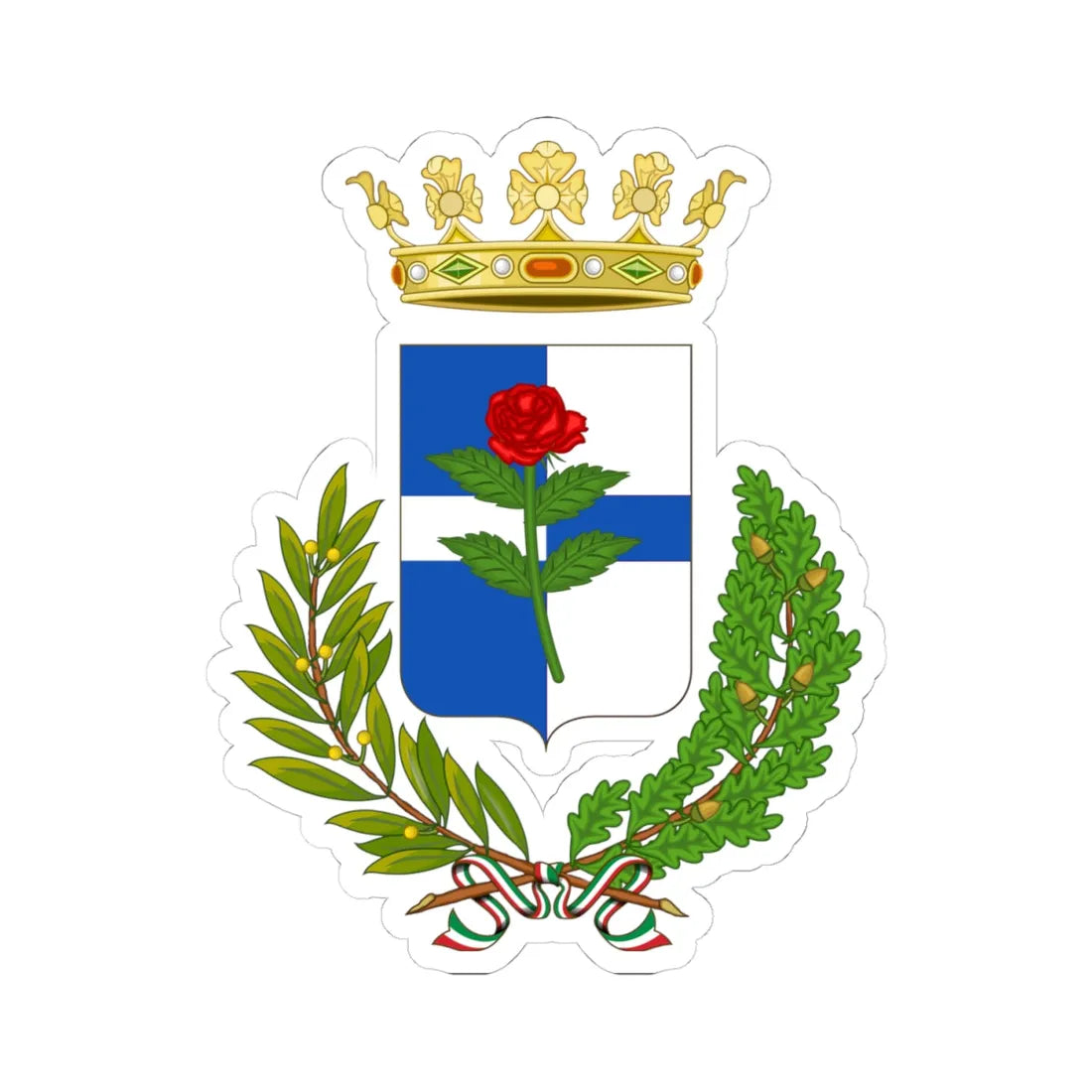 Rosà-Stemma (Italy) (Coat of Arms) STICKER Vinyl Kiss-Cut Decal 4 Inch White - The Sticker Space