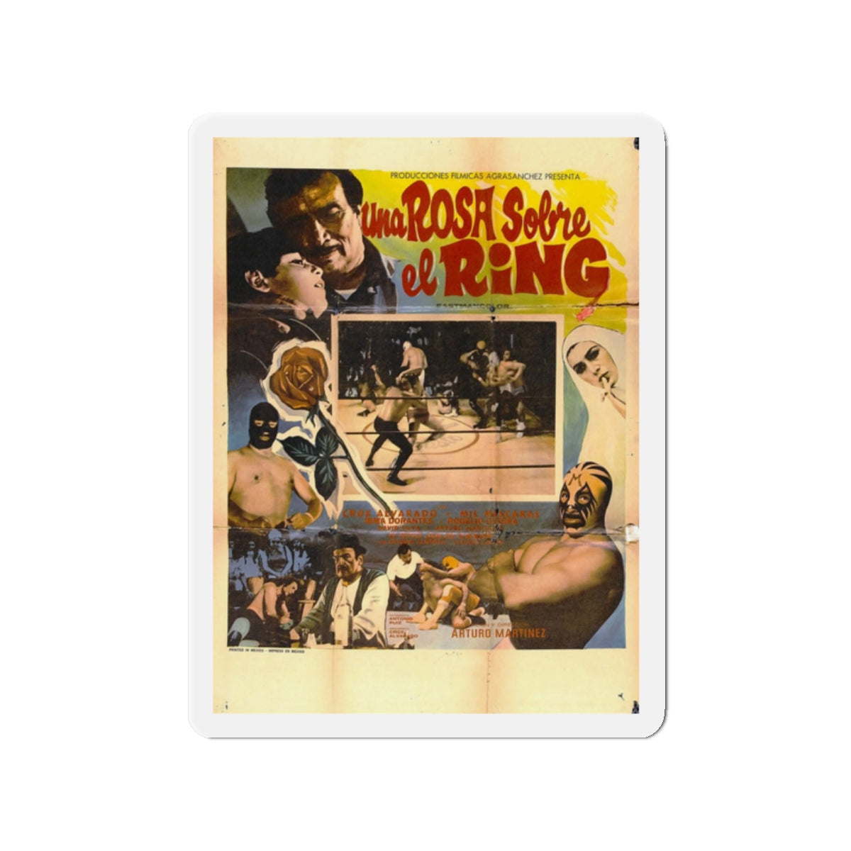 ROSE ON RING (Una rosa sobre el ring) 1973 Movie Poster - Refrigerator Magnet-2" x 2"-Die-Cut-1 pc-The Sticker Space