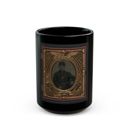 Roswell K. Bishop Of Company I, 123rd New York Infantry Regiment In Uniform With Holstered Revolver (U.S. Civil War) Black Coffee Mug-15oz-The Sticker Space