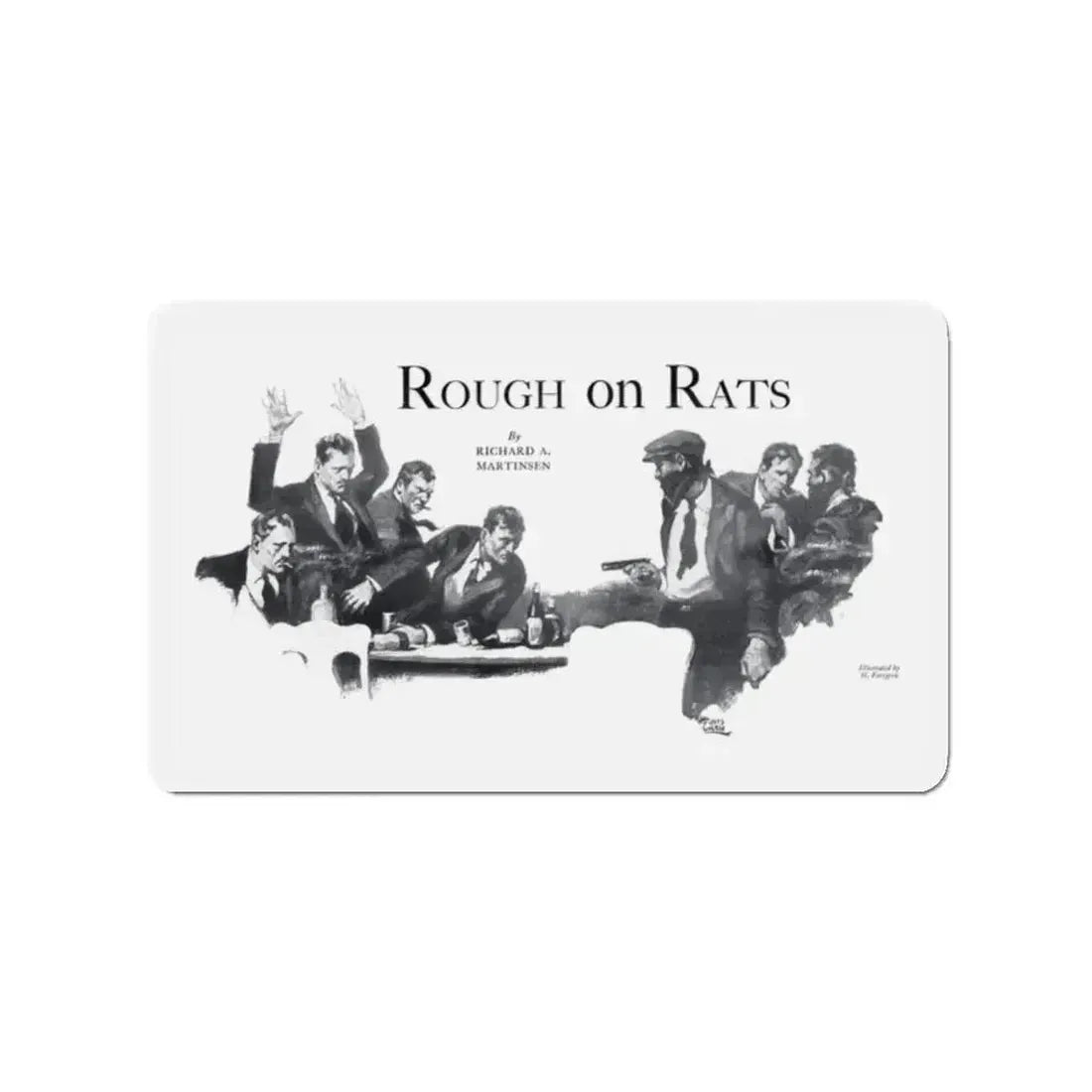 Rough on Rats, Real Detective, November 1932 (Magazine Illustration) Refrigerator Magnet 2 Inch Die-Cut - The Sticker Space