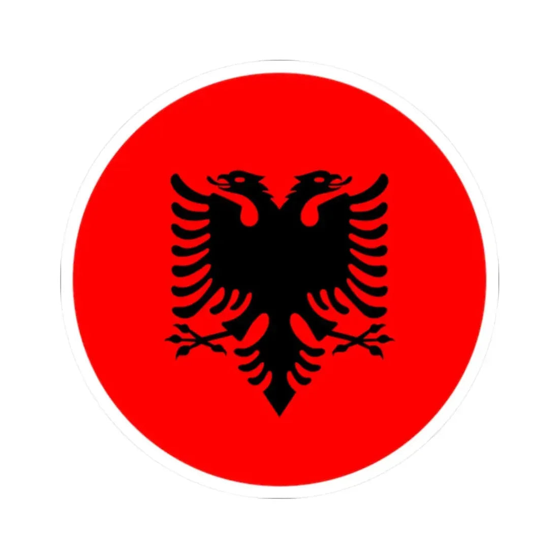 Roundel of Albania national flag (Albania) STICKER Vinyl Kiss-Cut Decal 2 Inch White - The Sticker Space