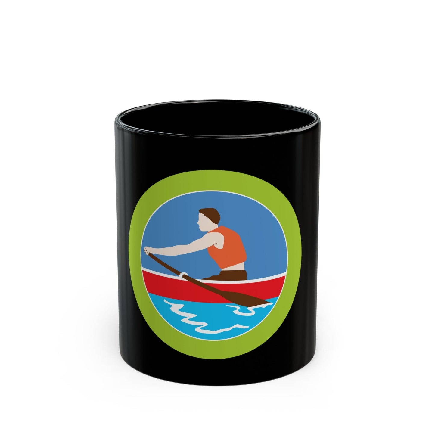 Rowing (Boy Scout Merit Badge) Black Coffee Mug-11oz-The Sticker Space