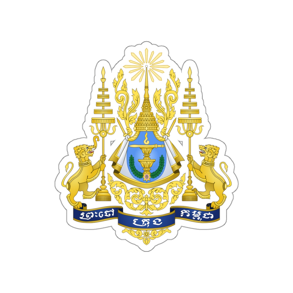 Royal arms of Cambodia STICKER Vinyl Die-Cut Decal-White-The Sticker Space