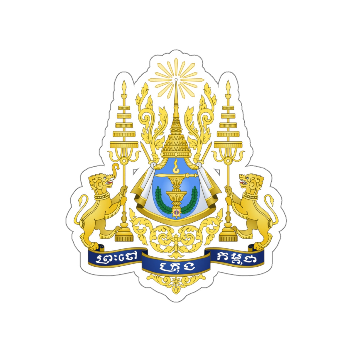 Royal arms of Cambodia STICKER Vinyl Die-Cut Decal-White-The Sticker Space