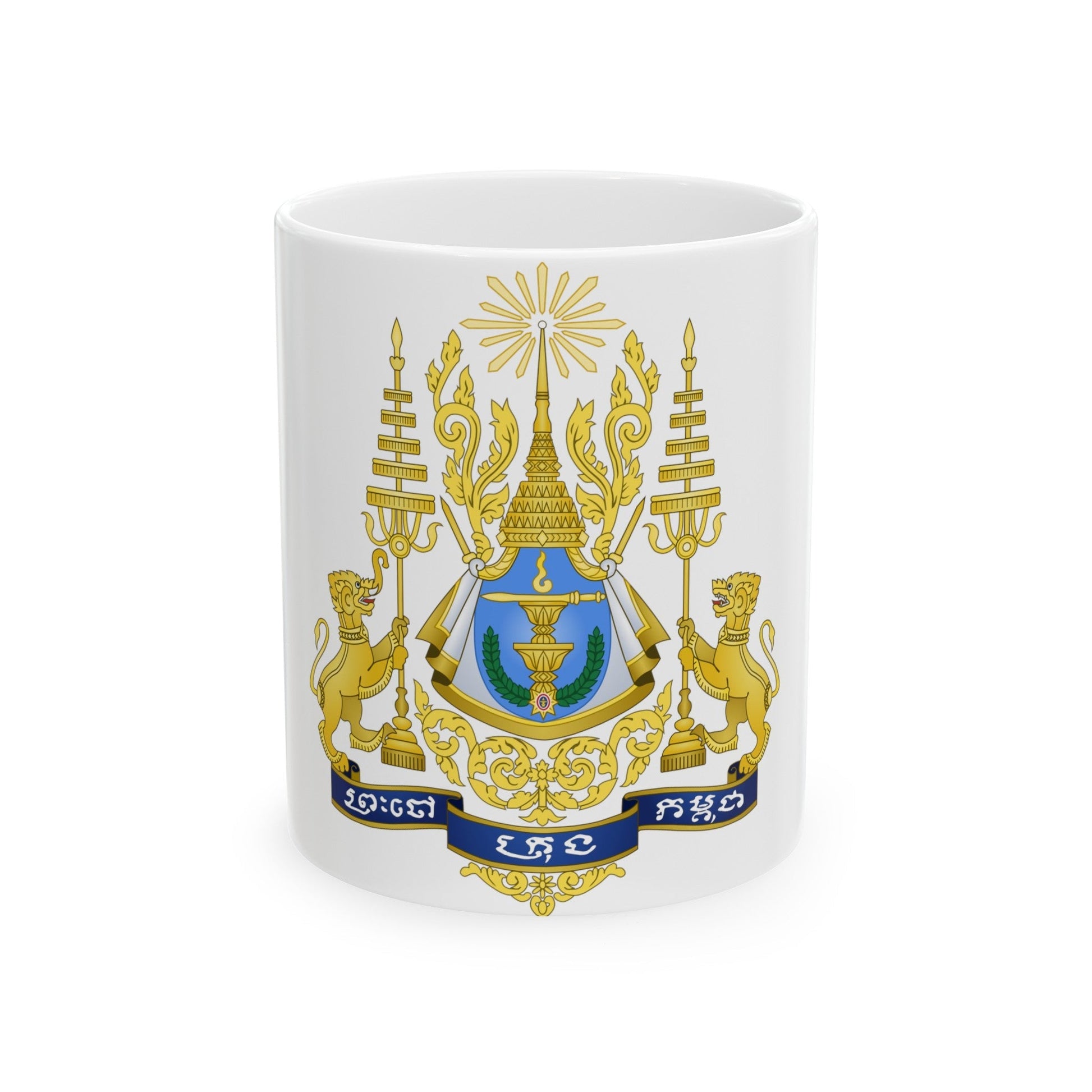 Royal arms of Cambodia - White Coffee Mug-11oz-The Sticker Space