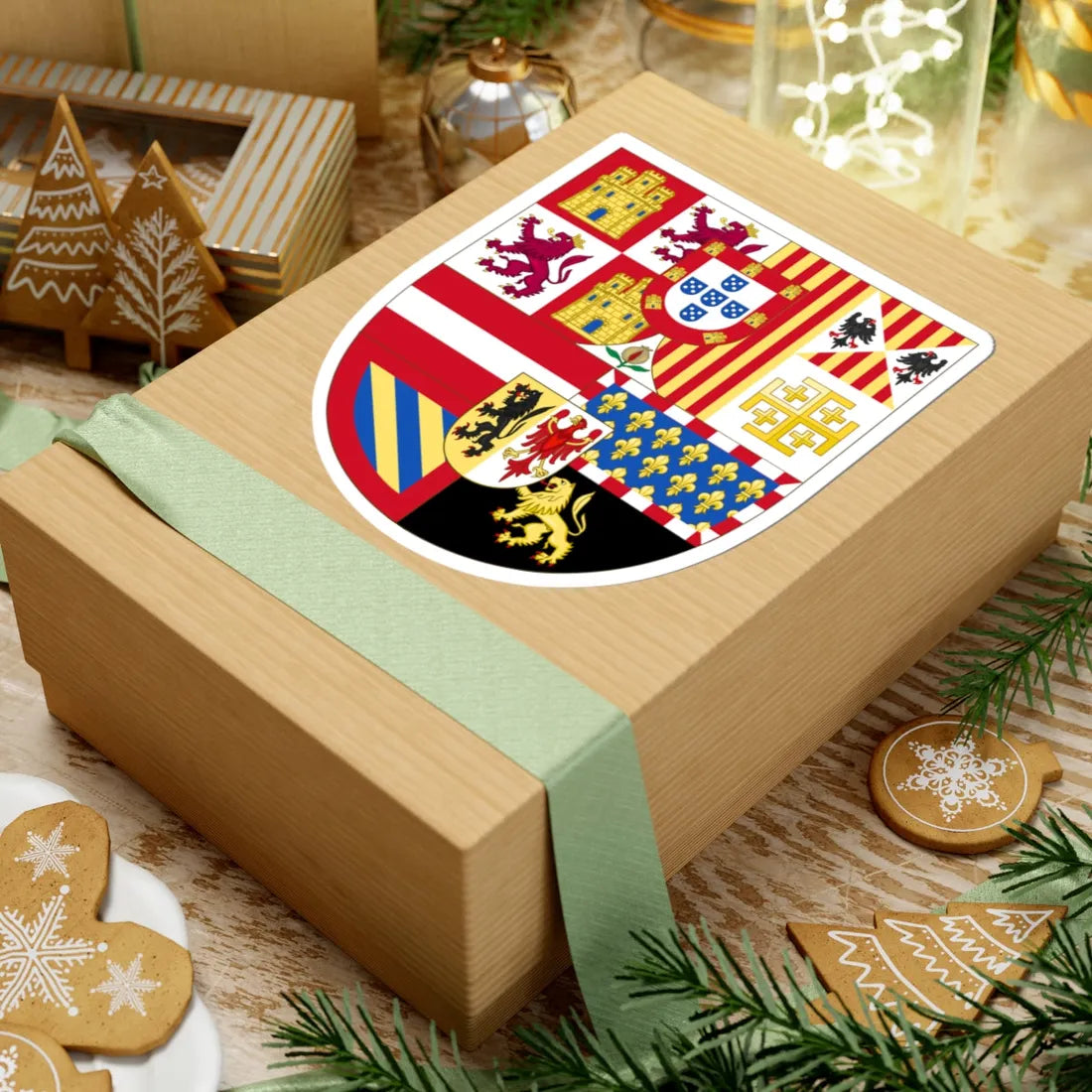 Royal Arms of Catholic Monarchy in the Kingdom of Naple 1580-1650 (Italy) (Coat of Arms) STICKER Vinyl Kiss-Cut Decal - The Sticker Space