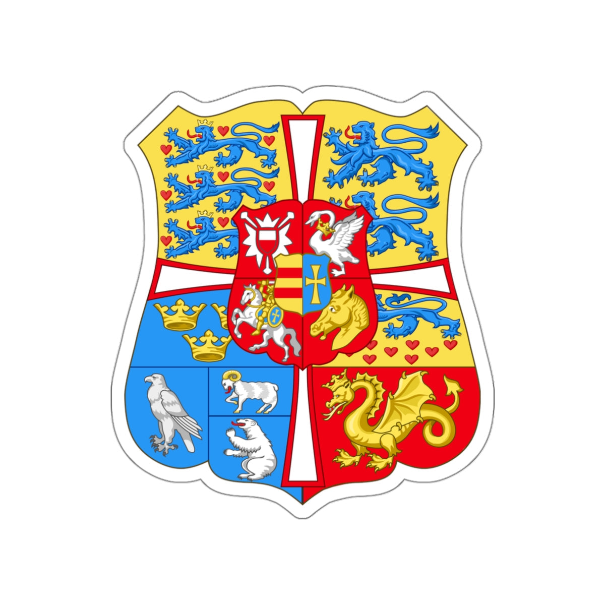 Royal arms of Denmark (1903–1948) STICKER Vinyl Die-Cut Decal-White-The Sticker Space