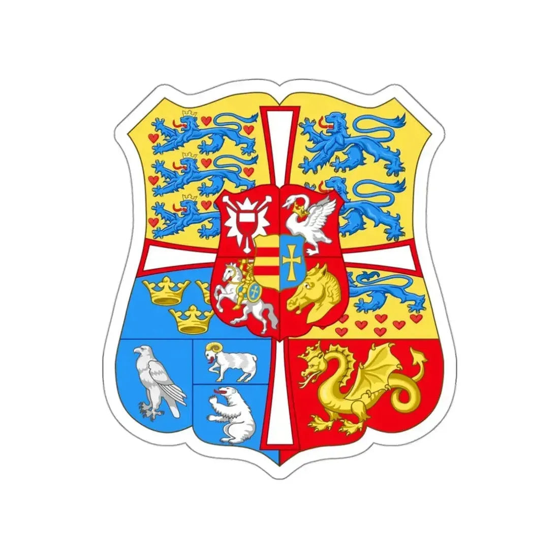 Royal arms of Denmark (1903–1948) STICKER Vinyl Die-Cut Decal 3 Inch - The Sticker Space