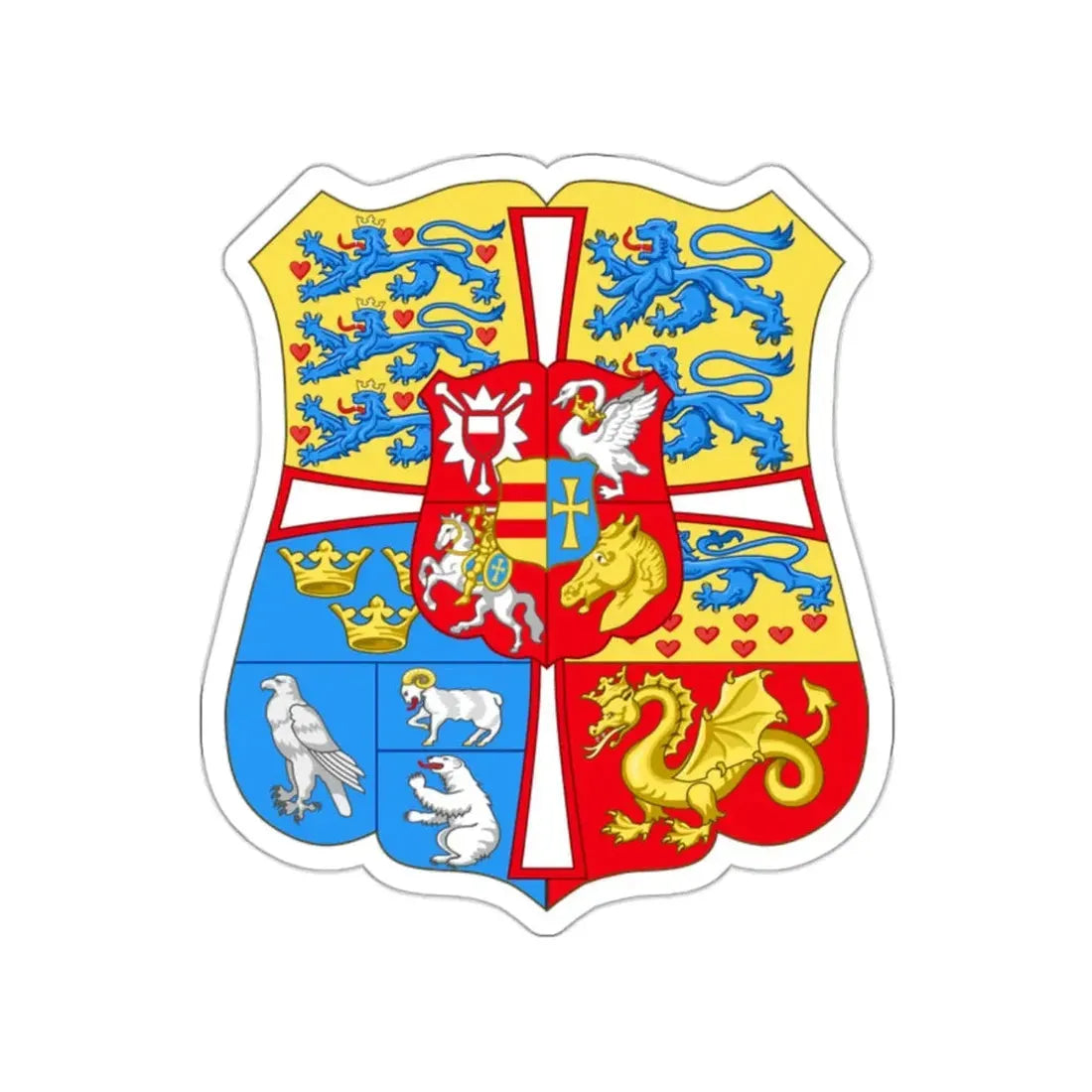 Royal arms of Denmark (1903–1948) STICKER Vinyl Die-Cut Decal - The Sticker Space