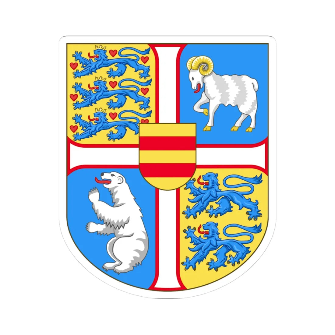 Royal arms of Denmark (Denmark) (Coat of Arms) STICKER Vinyl Kiss-Cut Decal 3 Inch White - The Sticker Space