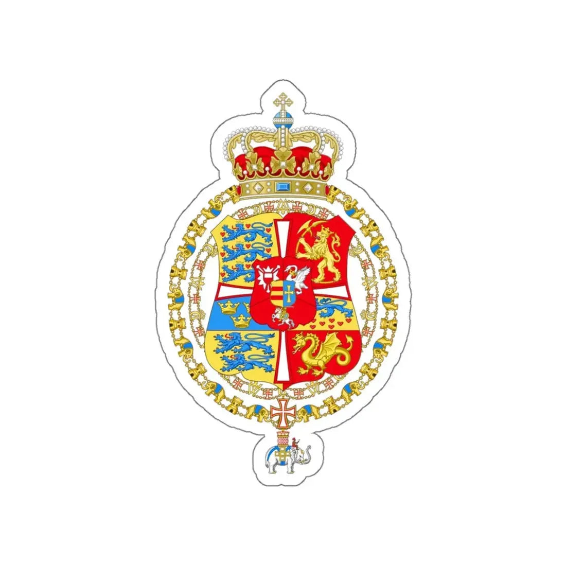 Royal Arms of Denmark & Norway (1699–1819) STICKER Vinyl Die-Cut Decal - The Sticker Space