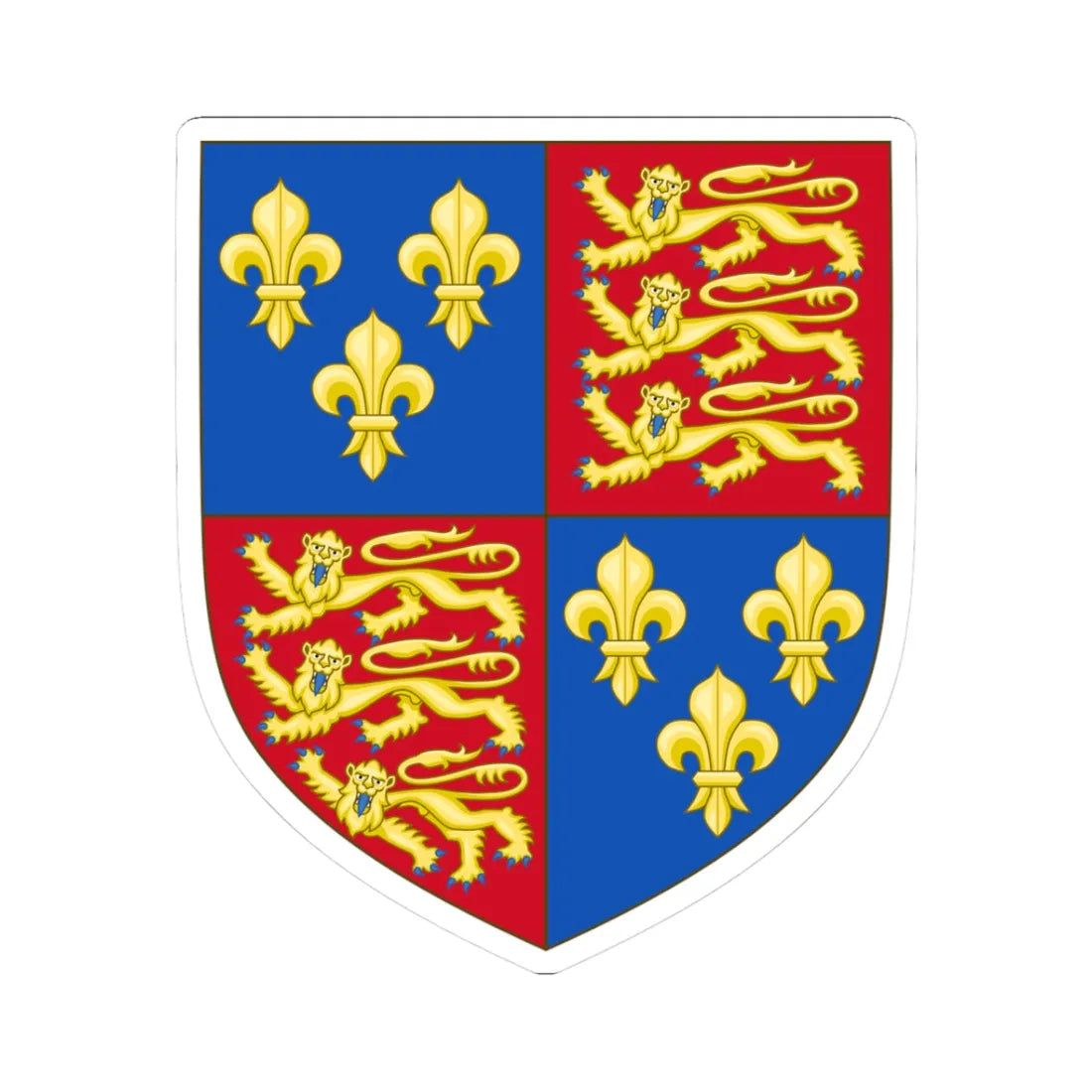 Royal Arms of England 1399-1603 (England) (Coat of Arms) STICKER Vinyl Kiss-Cut Decal 3 Inch White - The Sticker Space