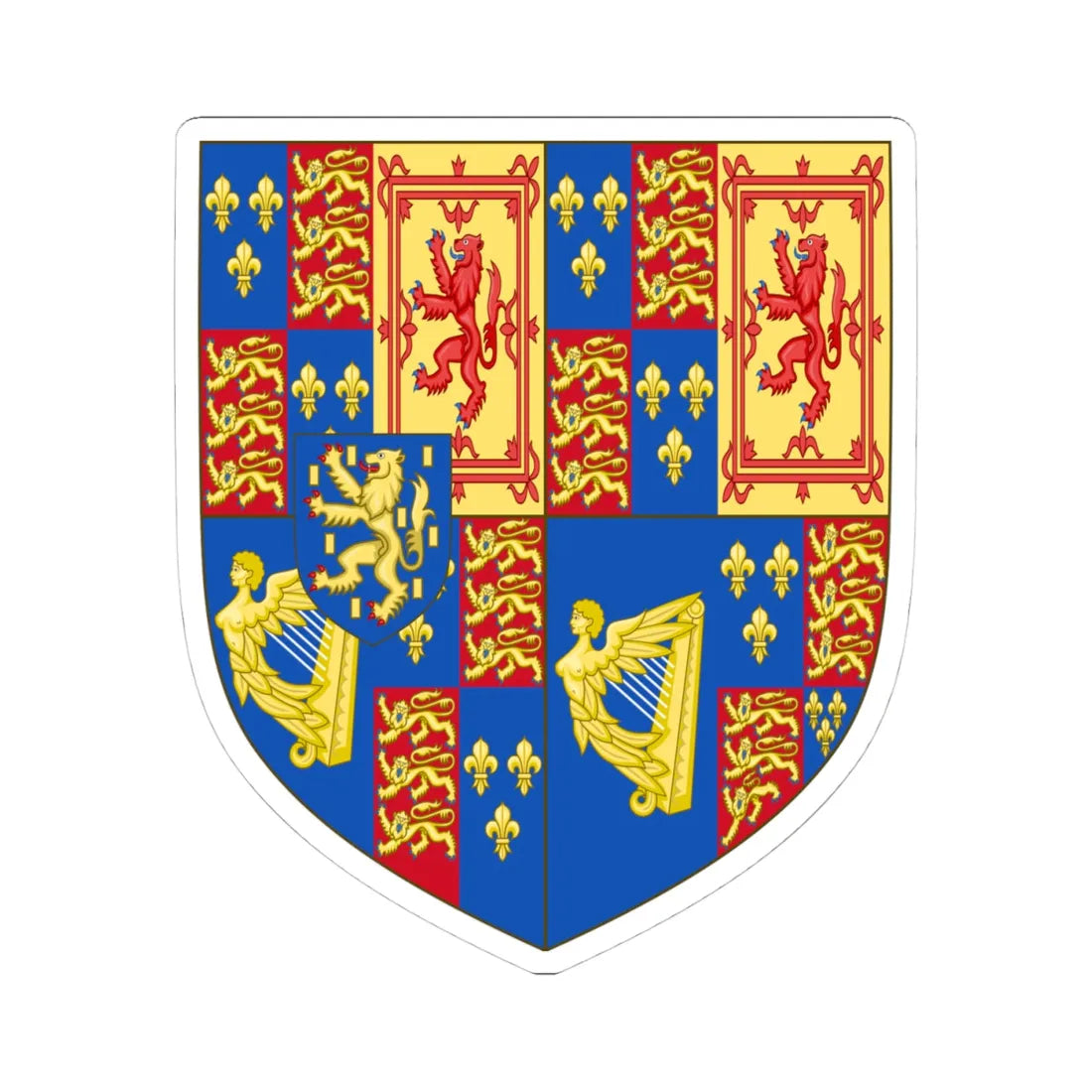 Royal Arms of England 1689-1694 (England) (Coat of Arms) STICKER Vinyl Kiss-Cut Decal 4 Inch White - The Sticker Space