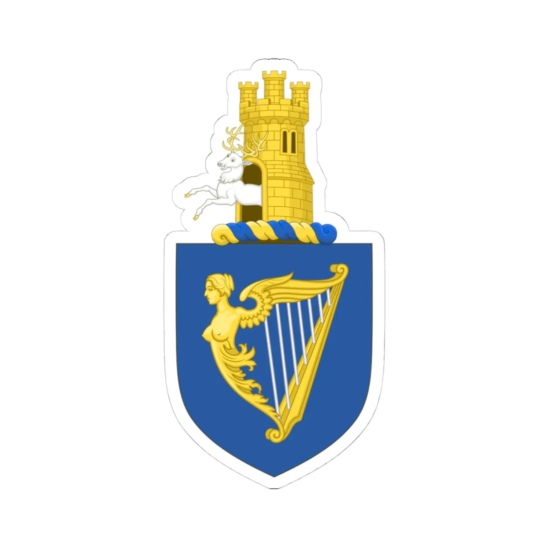 Royal arms of Ireland - STICKER Vinyl Kiss-Cut Decal 4 Inch White - The Sticker Space
