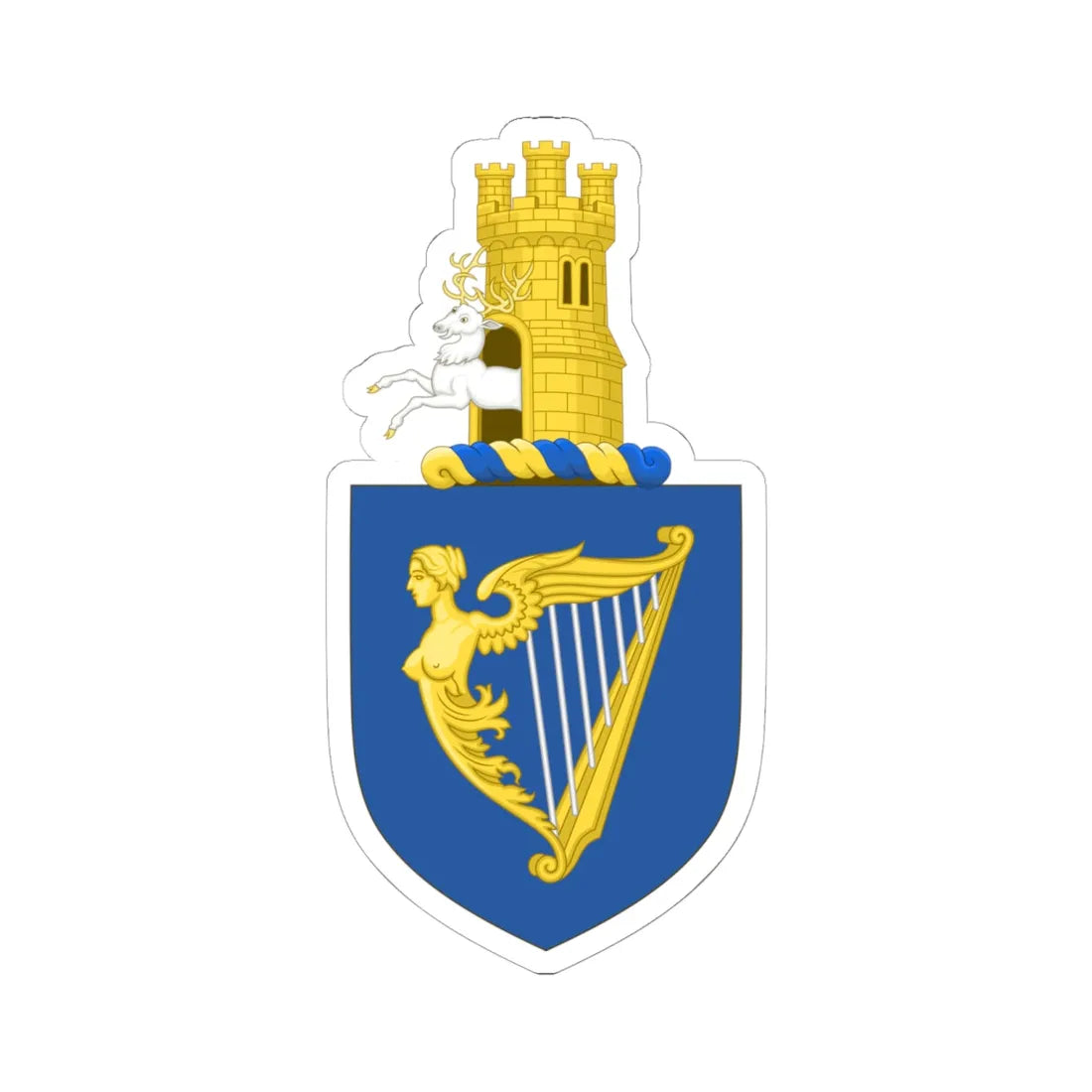 Royal arms of Ireland - STICKER Vinyl Kiss-Cut Decal 6 Inch White - The Sticker Space